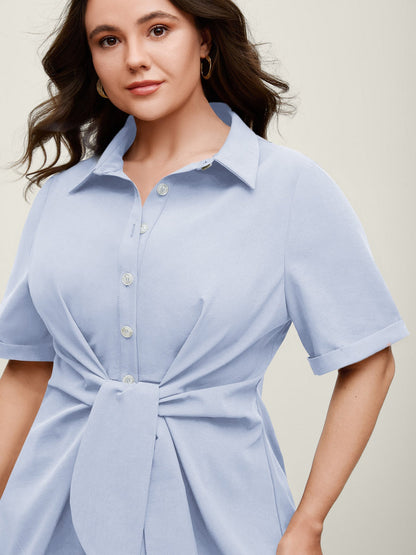 🍟Knotted Front Asymmetrical Hem Blouse