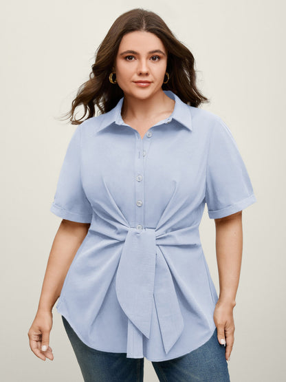 🍟Knotted Front Asymmetrical Hem Blouse