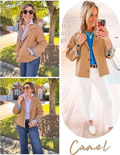 Fiskold Womens Cropped Trench Coat