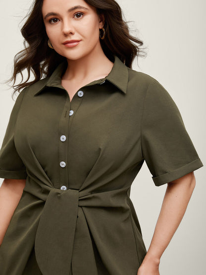 🍟Knotted Front Asymmetrical Hem Blouse