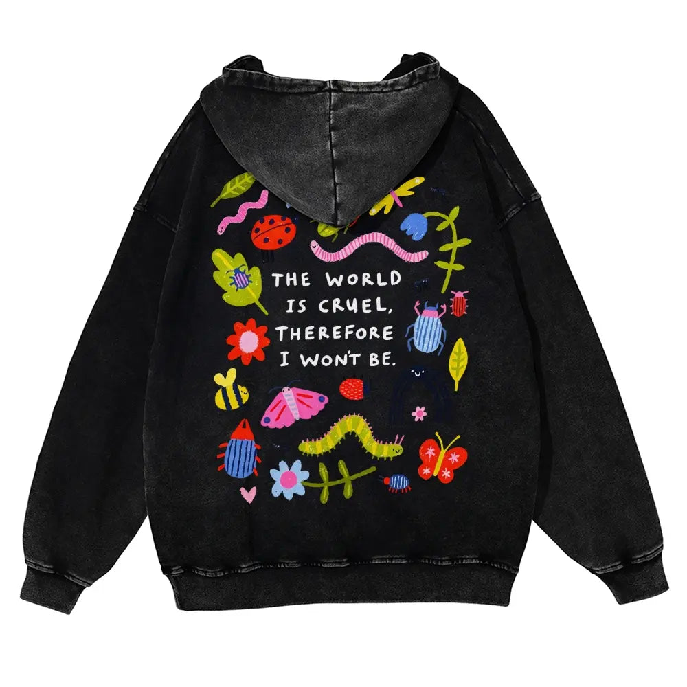 👻Cute Bug Print Washed Hoodie for Men