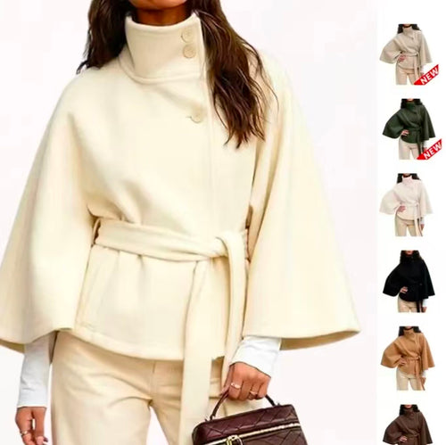 Womens Wool Blend Poncho Pea Coat