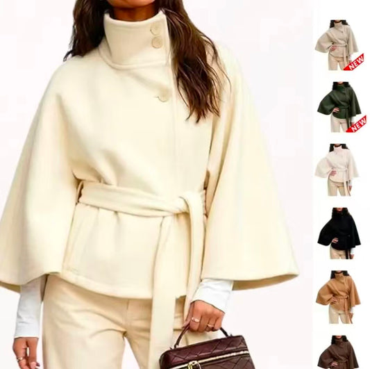 Womens Wool Blend Poncho Pea Coat