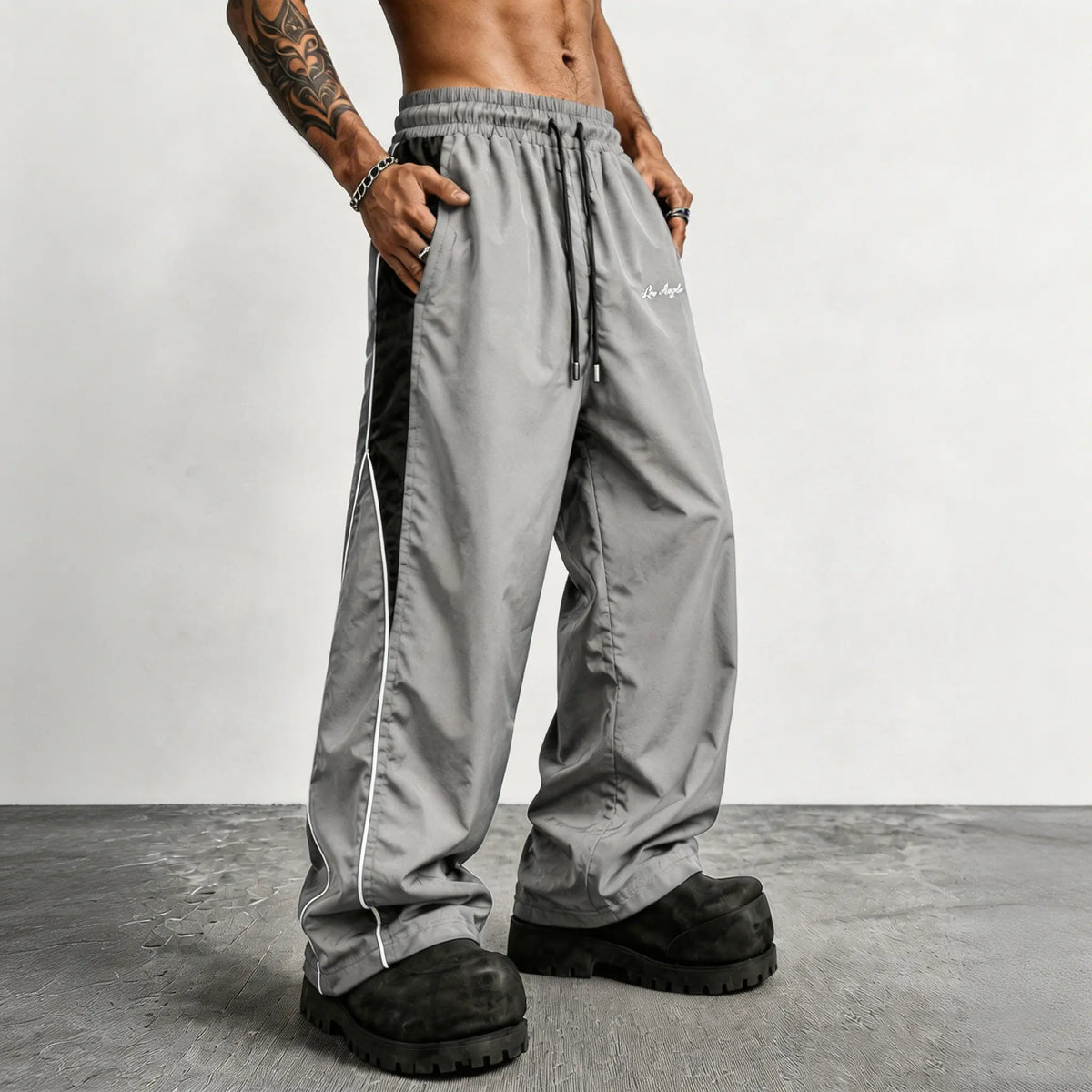 👻Men's Reflective Strip Wide Leg Casual Pants