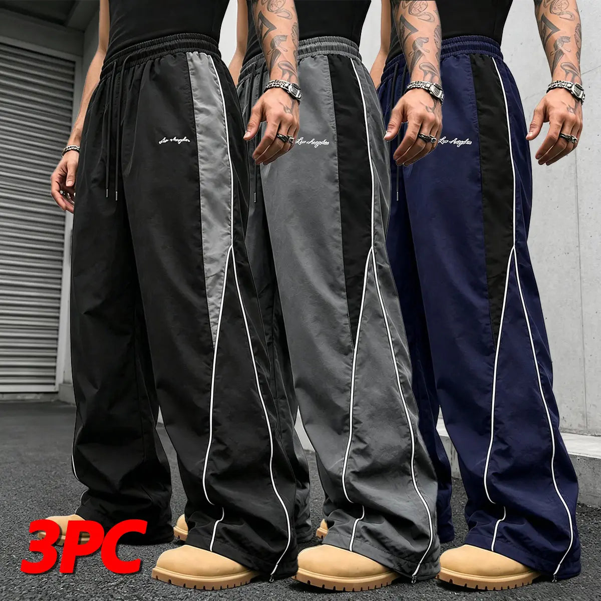 👻Men's Reflective Strip Wide Leg Casual Pants
