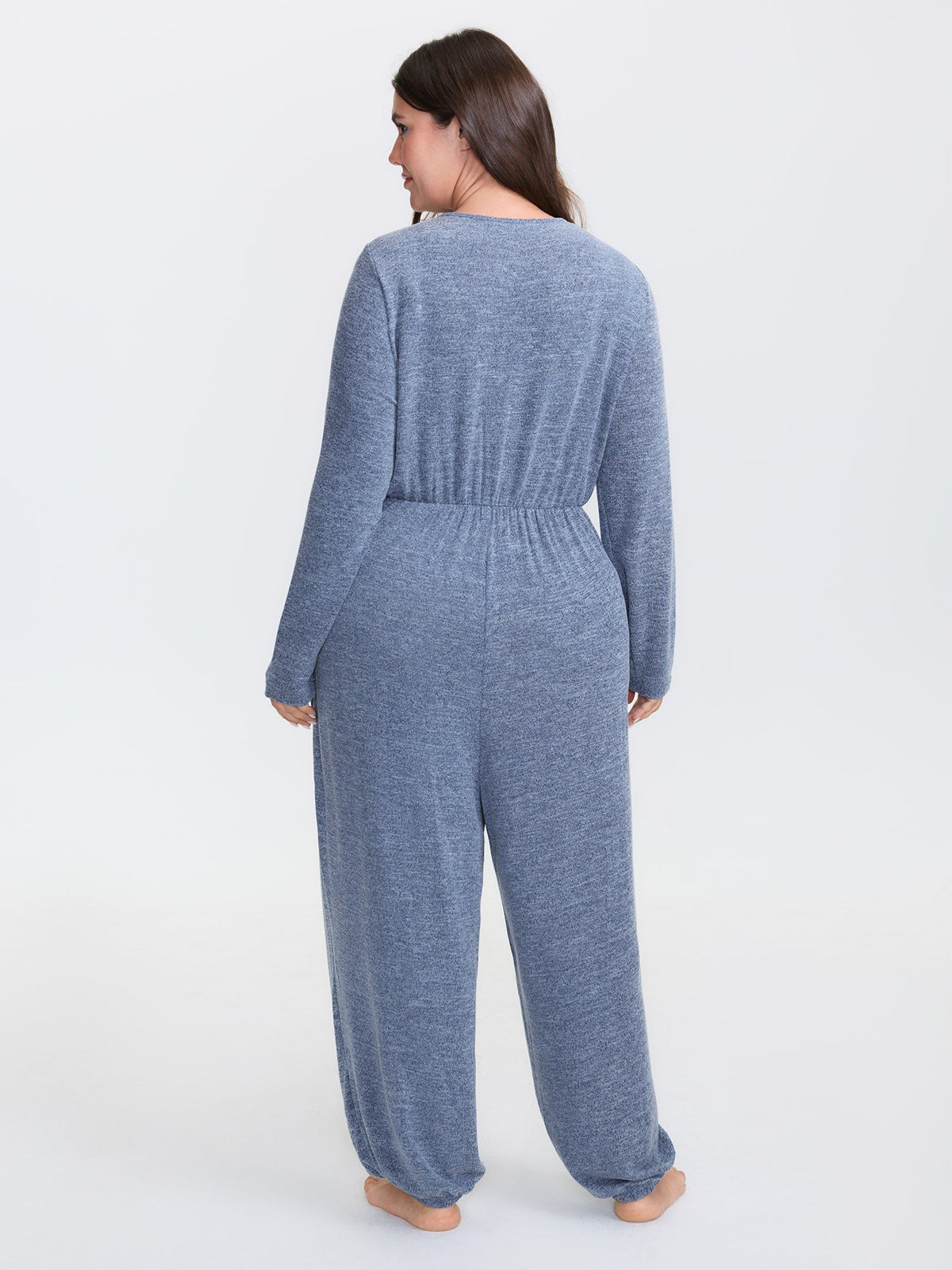 🍟Elastic Waist Overlap Collar Lounge Jumpsuit