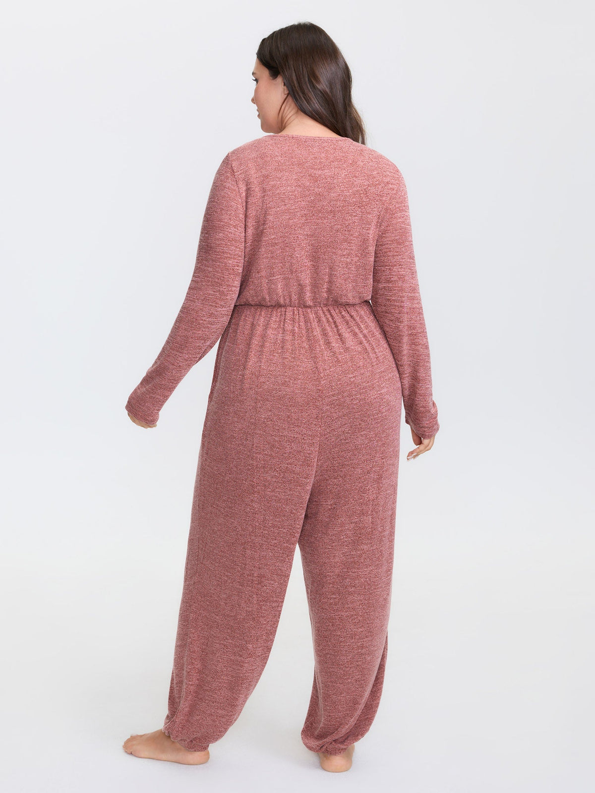 🍟Elastic Waist Overlap Collar Lounge Jumpsuit
