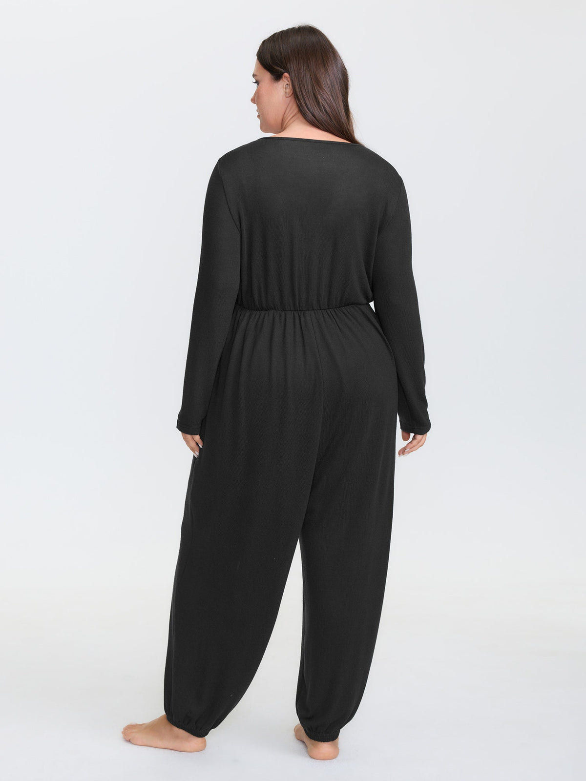 🍟Elastic Waist Overlap Collar Lounge Jumpsuit