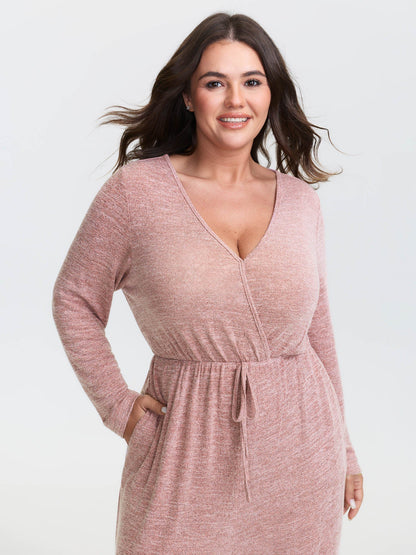 🍟Elastic Waist Overlap Collar Lounge Jumpsuit