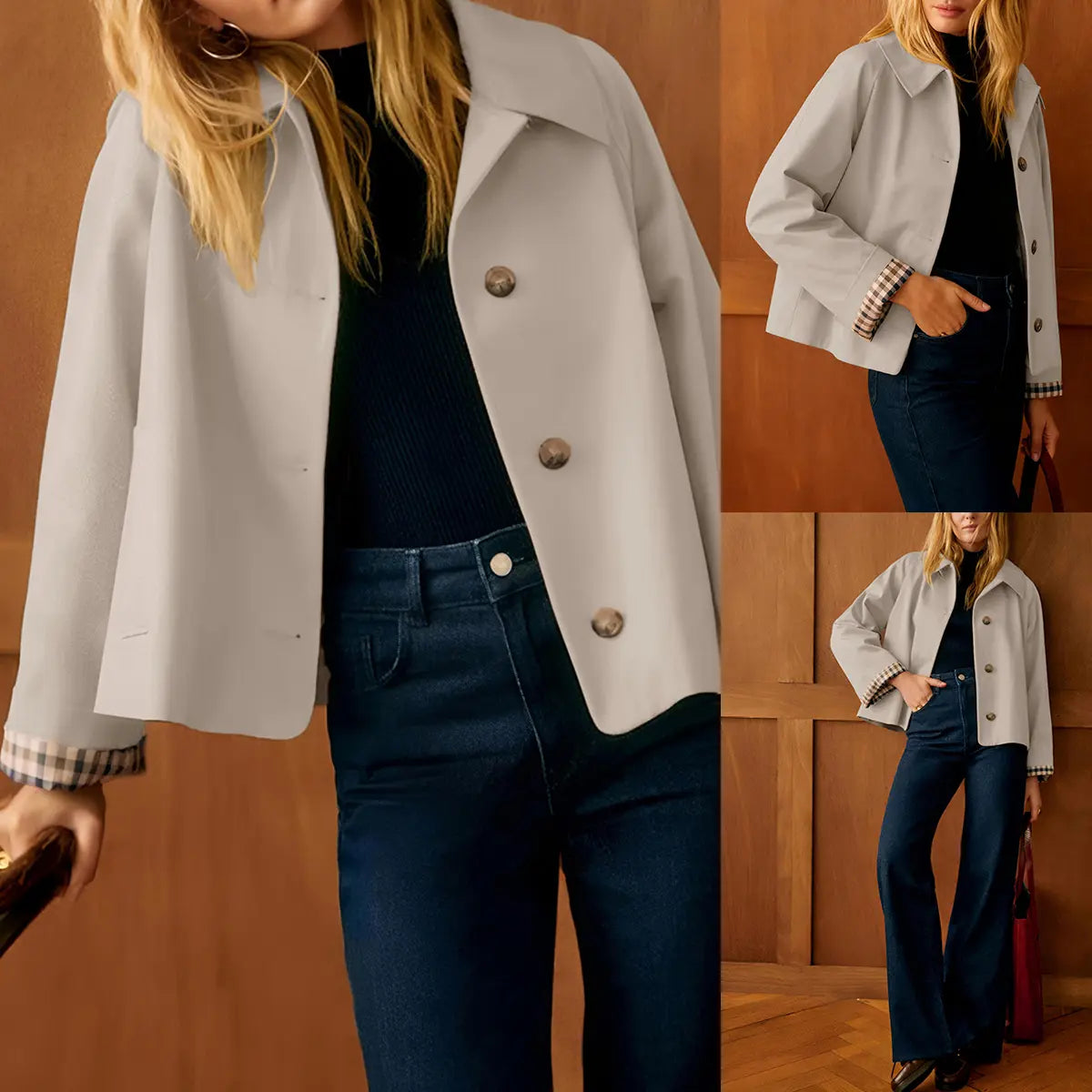 Fiskold Womens Cropped Trench Coat