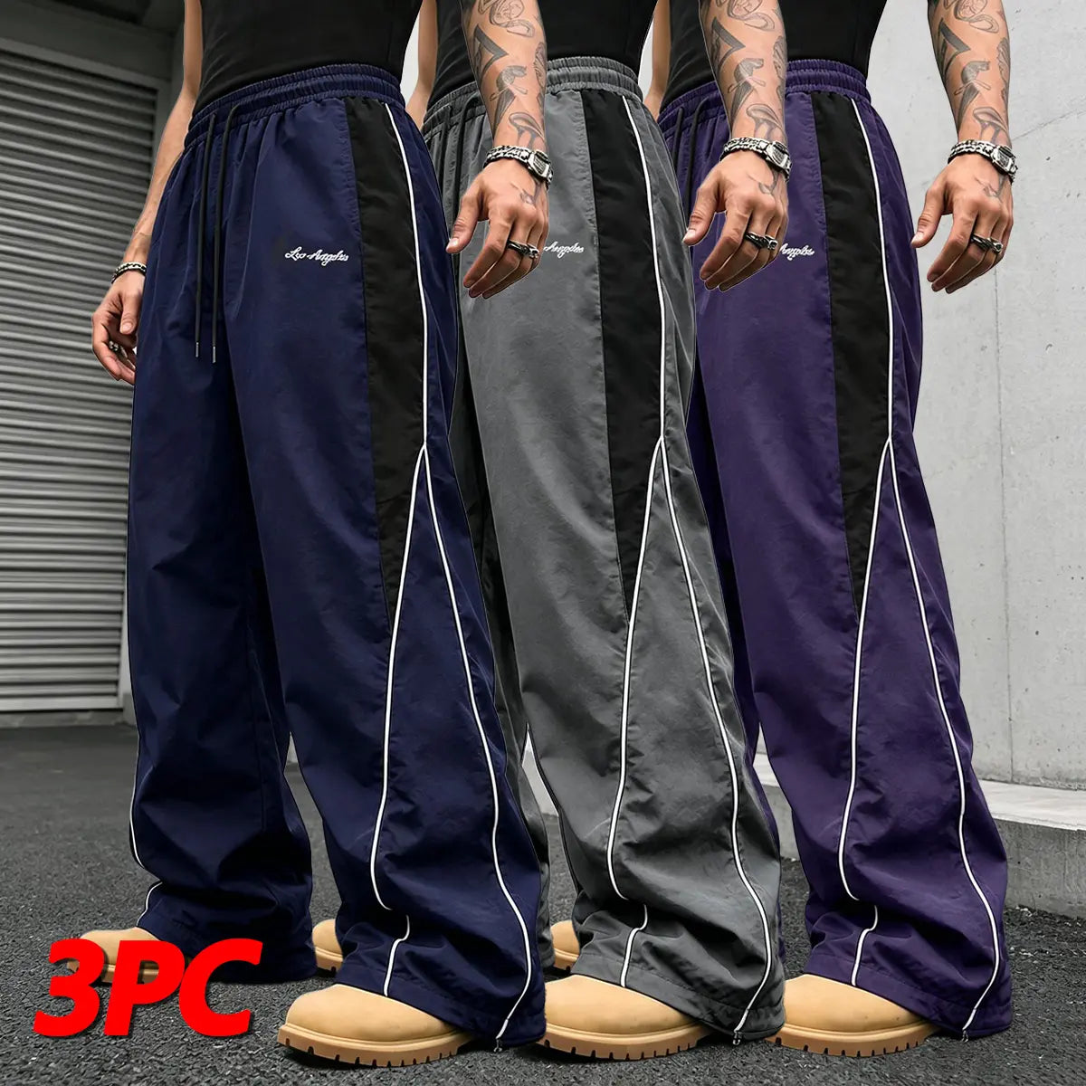 👻Men's Reflective Strip Wide Leg Casual Pants