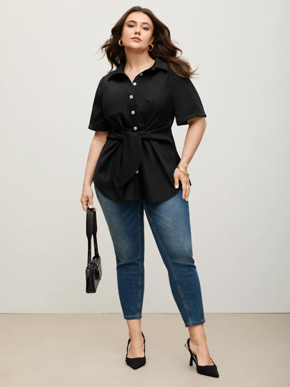 🍟Knotted Front Asymmetrical Hem Blouse