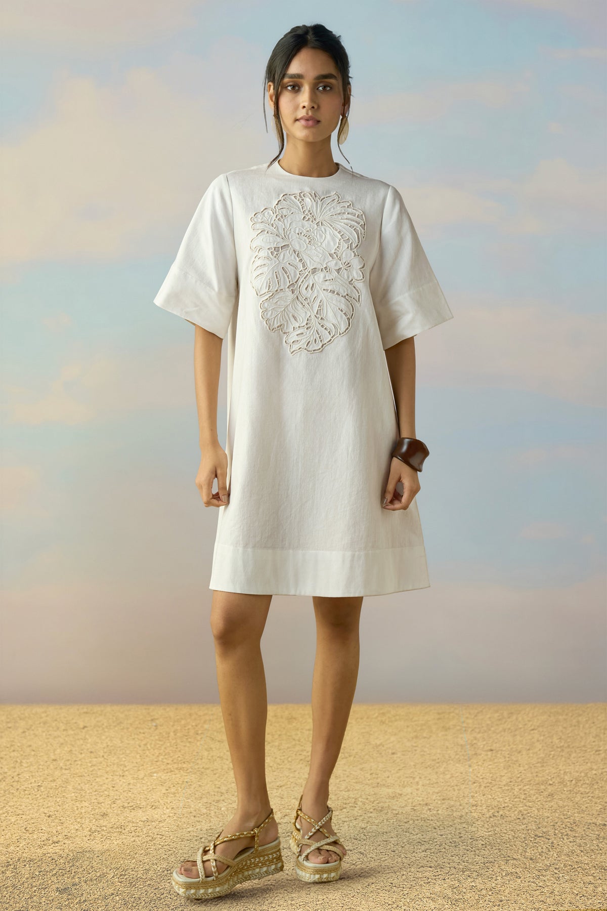 🍟CUTWORK EMBROIDERED DENIM DRESS