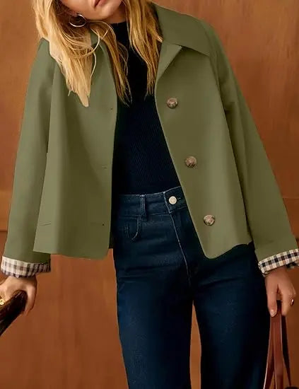Fiskold Womens Cropped Trench Coat
