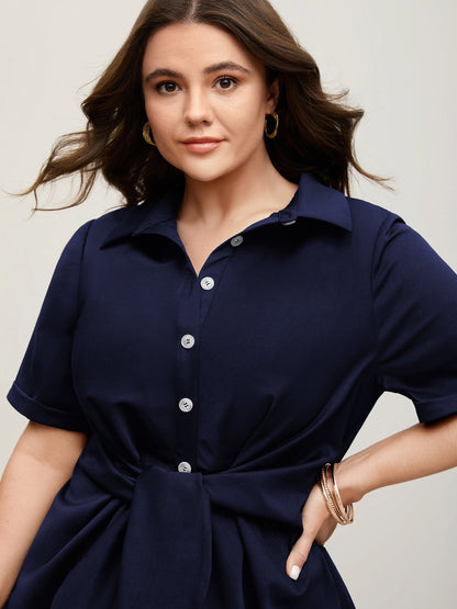 🍟Knotted Front Asymmetrical Hem Blouse