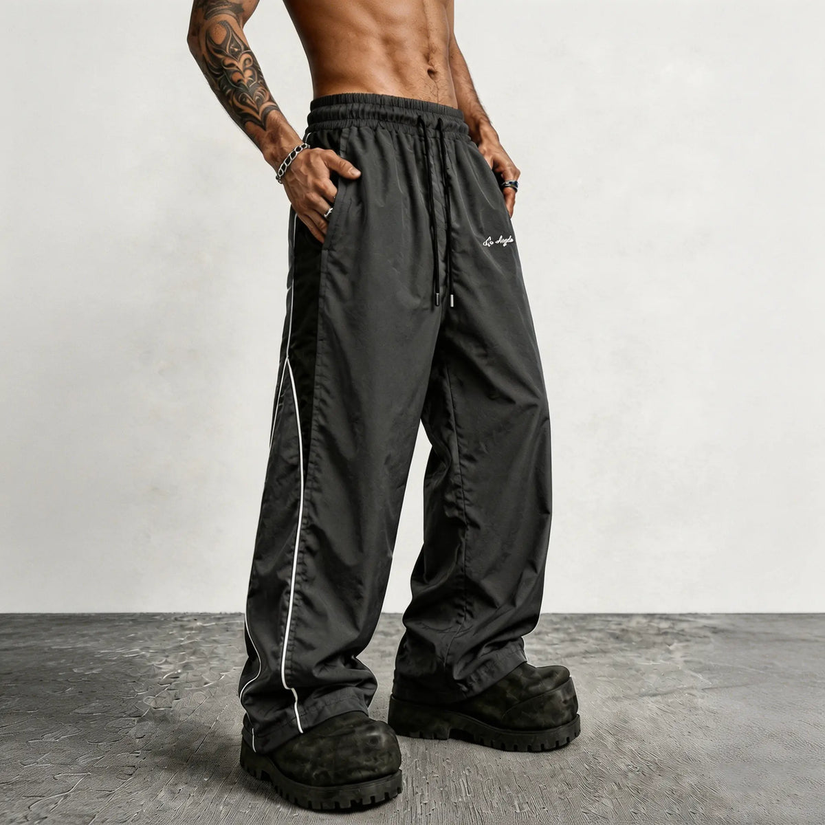 👻Men's Reflective Strip Wide Leg Casual Pants