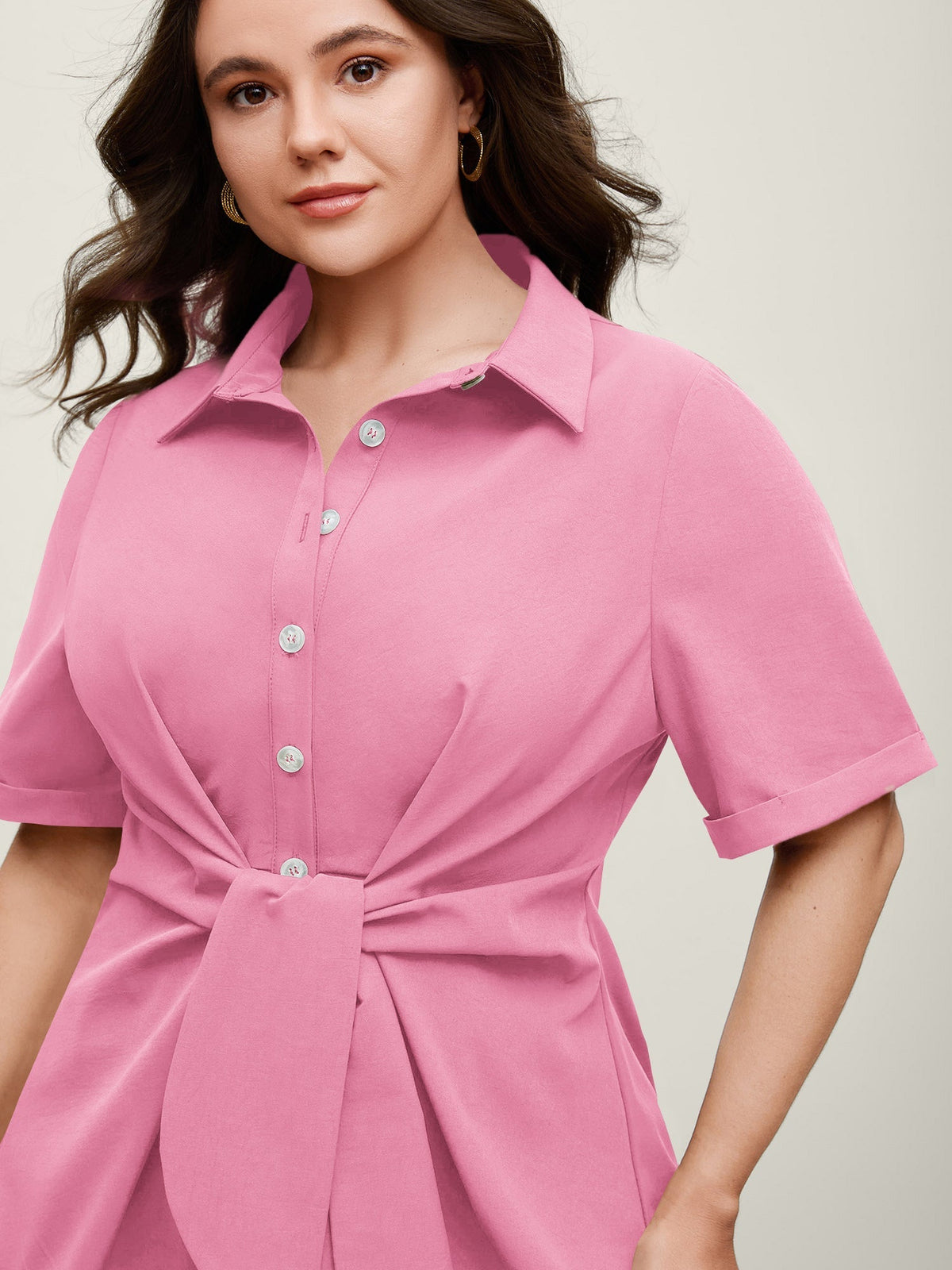 🍟Knotted Front Asymmetrical Hem Blouse