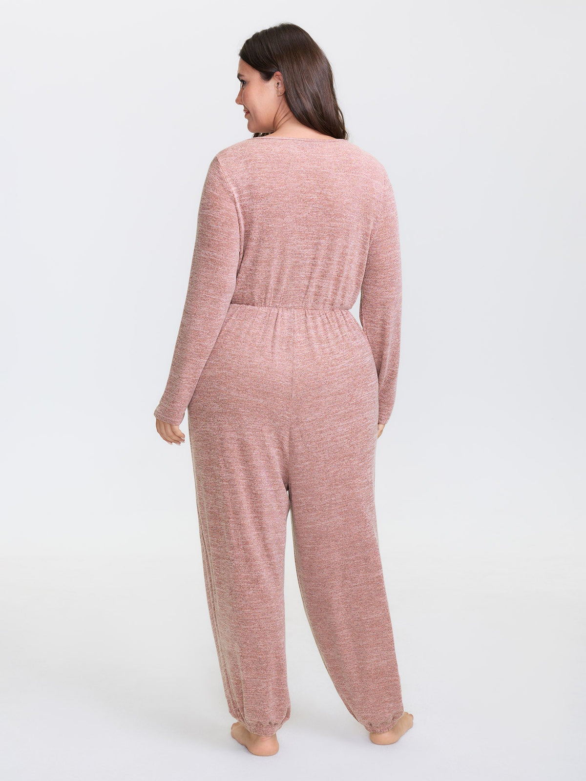 🍟Elastic Waist Overlap Collar Lounge Jumpsuit