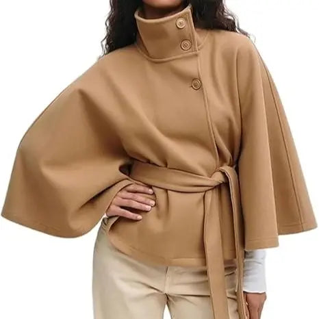 Womens Wool Blend Poncho Pea Coat