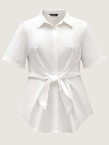 🍟Knotted Front Asymmetrical Hem Blouse