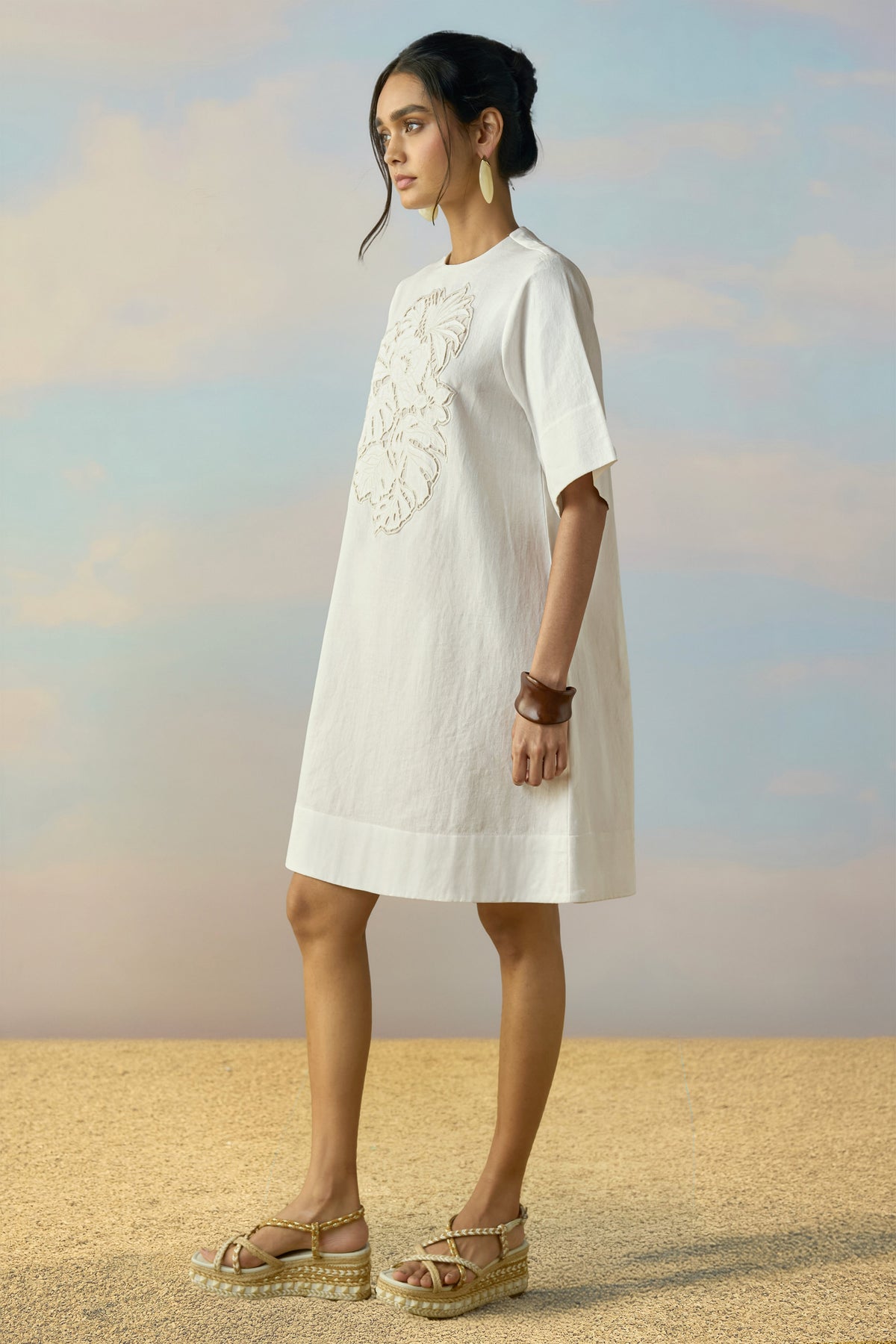 🍟CUTWORK EMBROIDERED DENIM DRESS