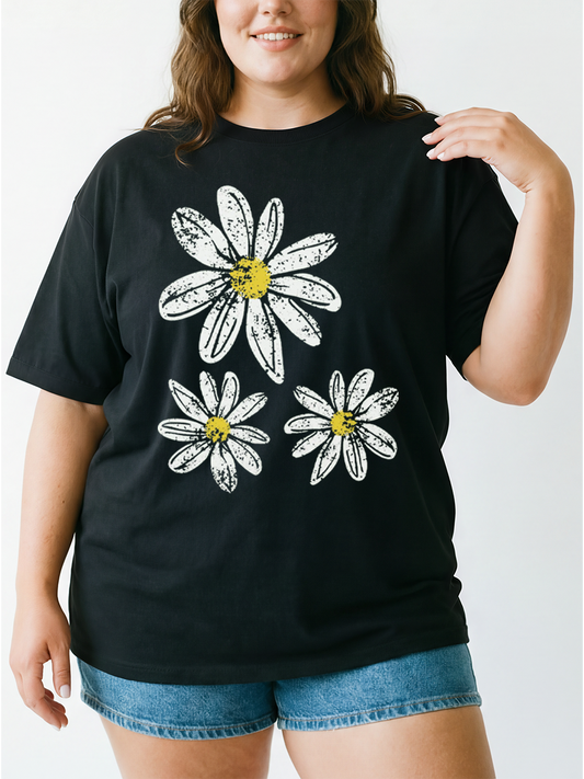 🍟Vintage Boho Floral Daisy Oversize Graphic Tee