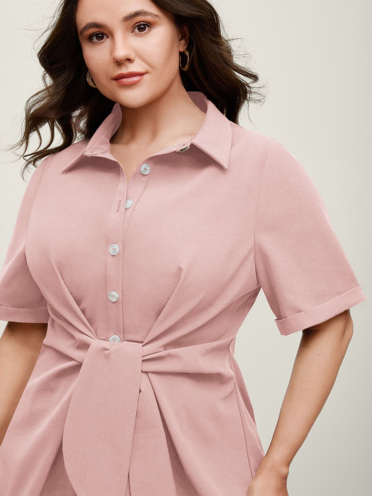 🍟Knotted Front Asymmetrical Hem Blouse