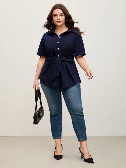 🍟Knotted Front Asymmetrical Hem Blouse