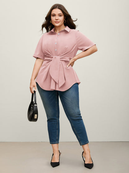🍟Knotted Front Asymmetrical Hem Blouse
