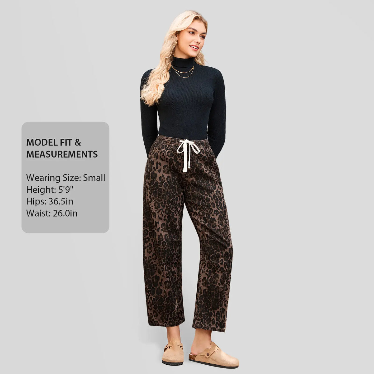 Leopard Barrel Jeans for Women, High Waisted