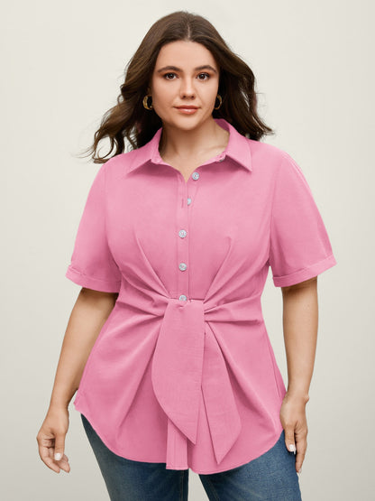 🍟Knotted Front Asymmetrical Hem Blouse