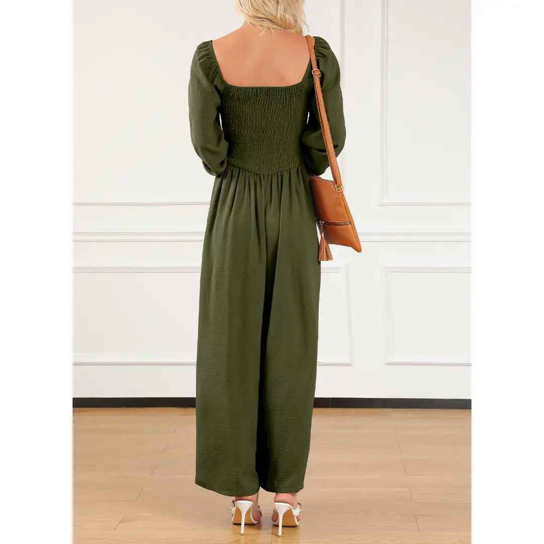 Women's Casual Loose Overalls Jumpsuits in Dusk Blue & Vineyard Green