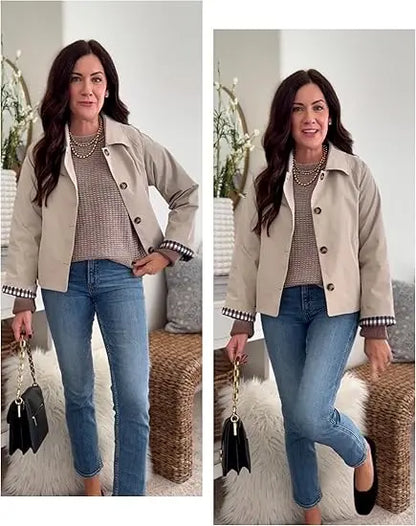 Fiskold Womens Cropped Trench Coat