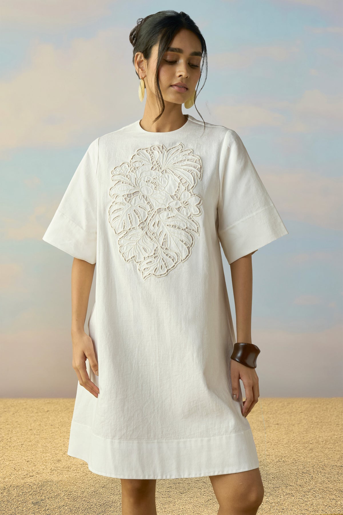 🍟CUTWORK EMBROIDERED DENIM DRESS