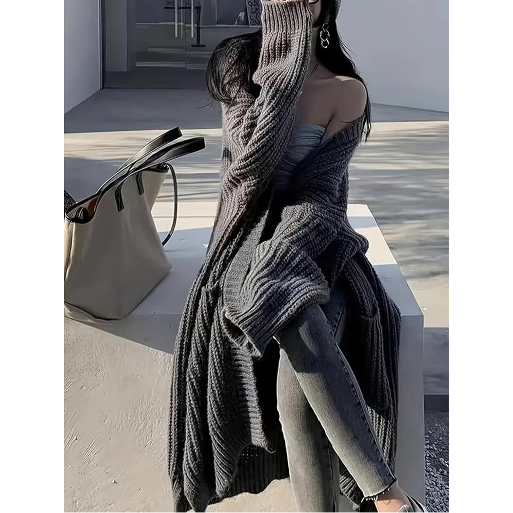 Women's Long Knit Cardigan – Hooded & Classic Open-Front Styles