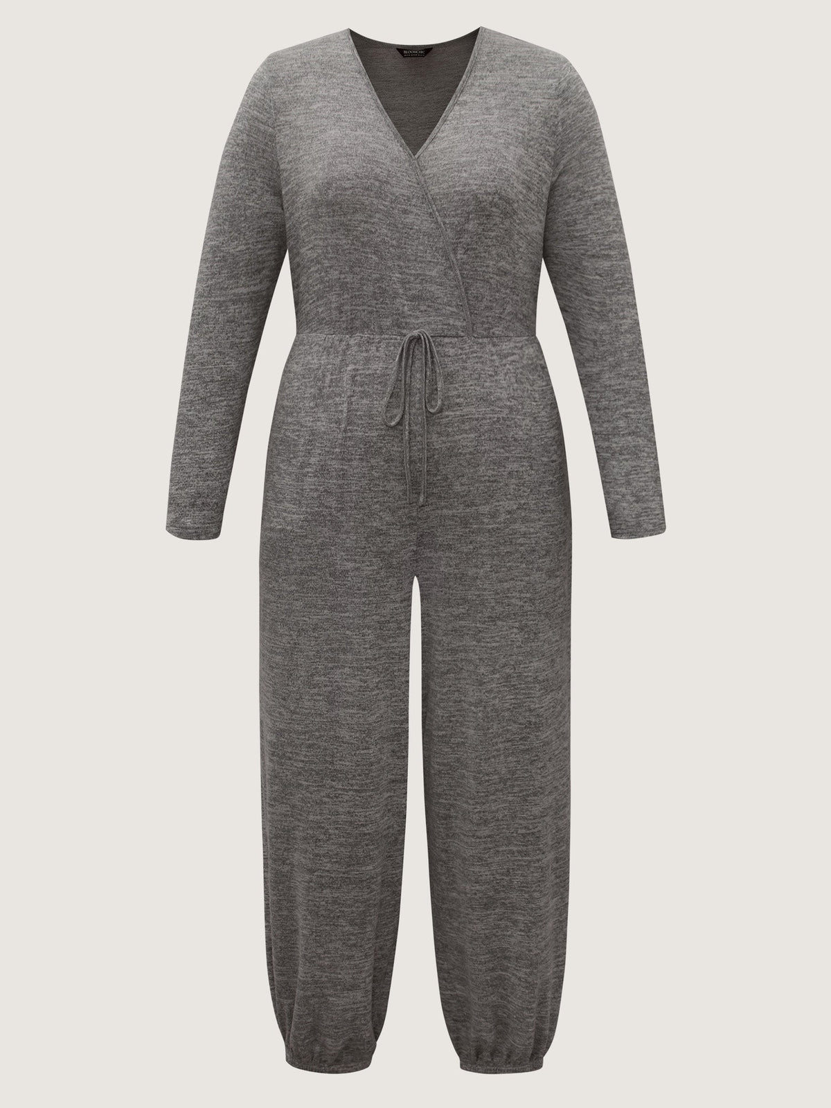🍟Elastic Waist Overlap Collar Lounge Jumpsuit