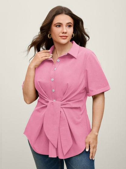 🍟Knotted Front Asymmetrical Hem Blouse