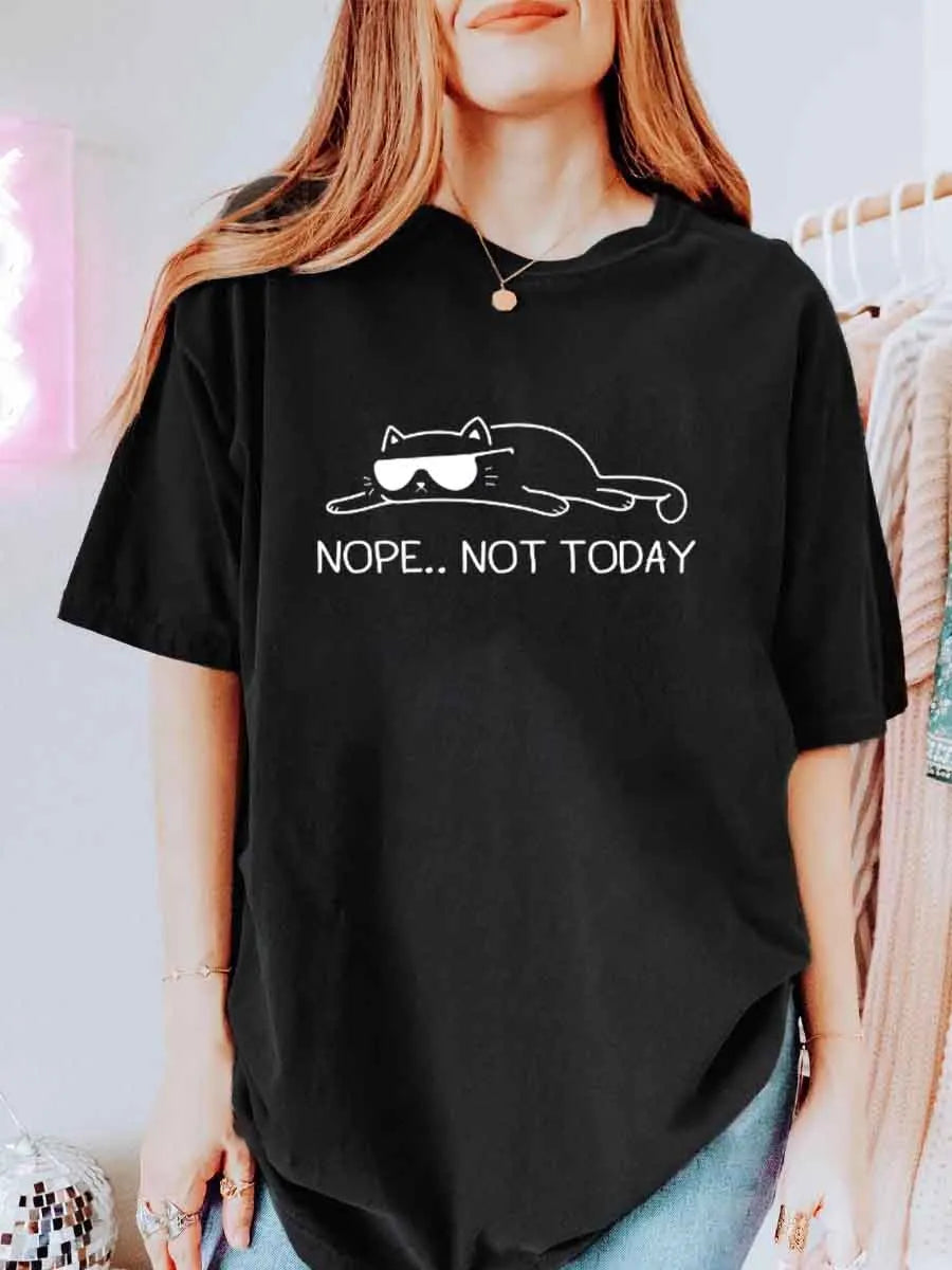 🍟Vintage Nope.. Not Today Lazy Cat Oversize Graphic Tee