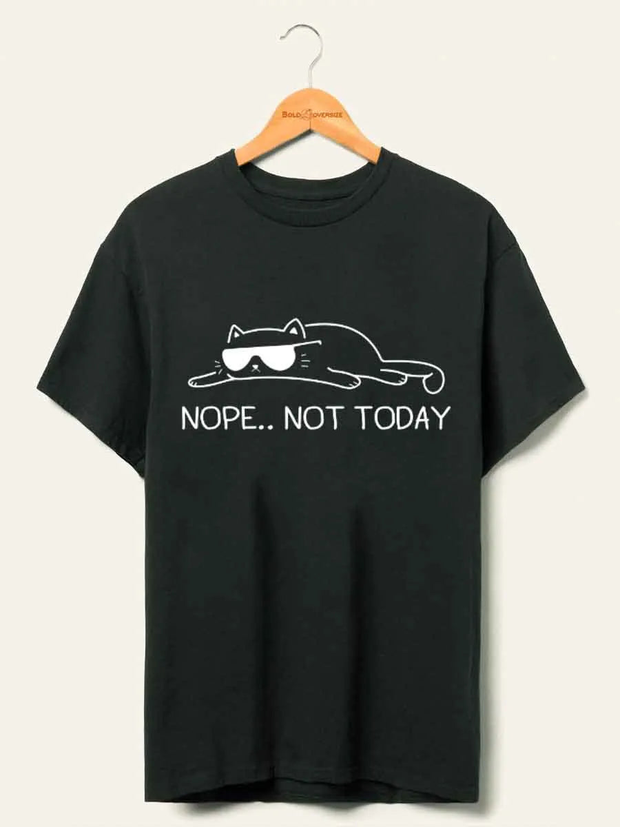 🍟Vintage Nope.. Not Today Lazy Cat Oversize Graphic Tee