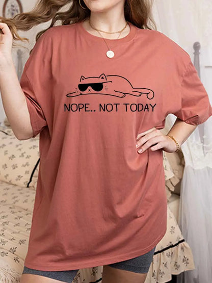 🍟Vintage Nope.. Not Today Lazy Cat Oversize Graphic Tee