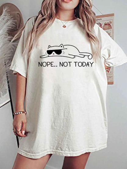 🍟Vintage Nope.. Not Today Lazy Cat Oversize Graphic Tee