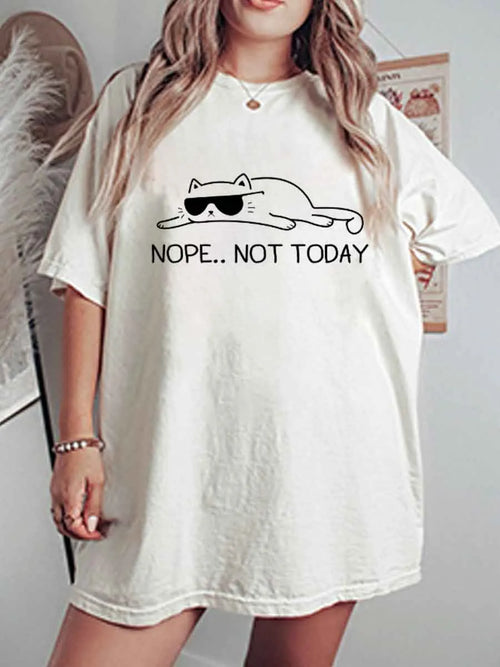 🍟Vintage Nope.. Not Today Lazy Cat Oversize Graphic Tee