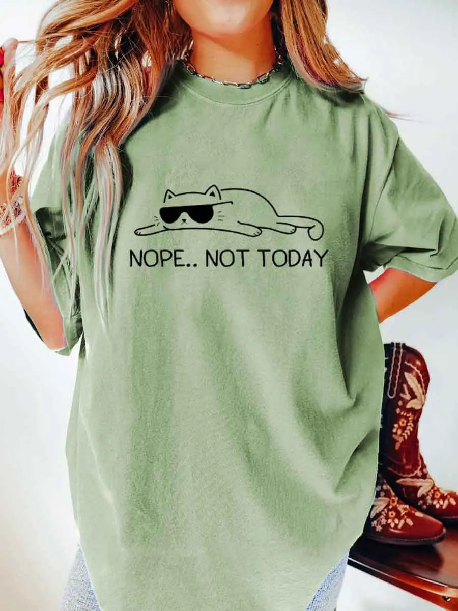 🍟Vintage Nope.. Not Today Lazy Cat Oversize Graphic Tee