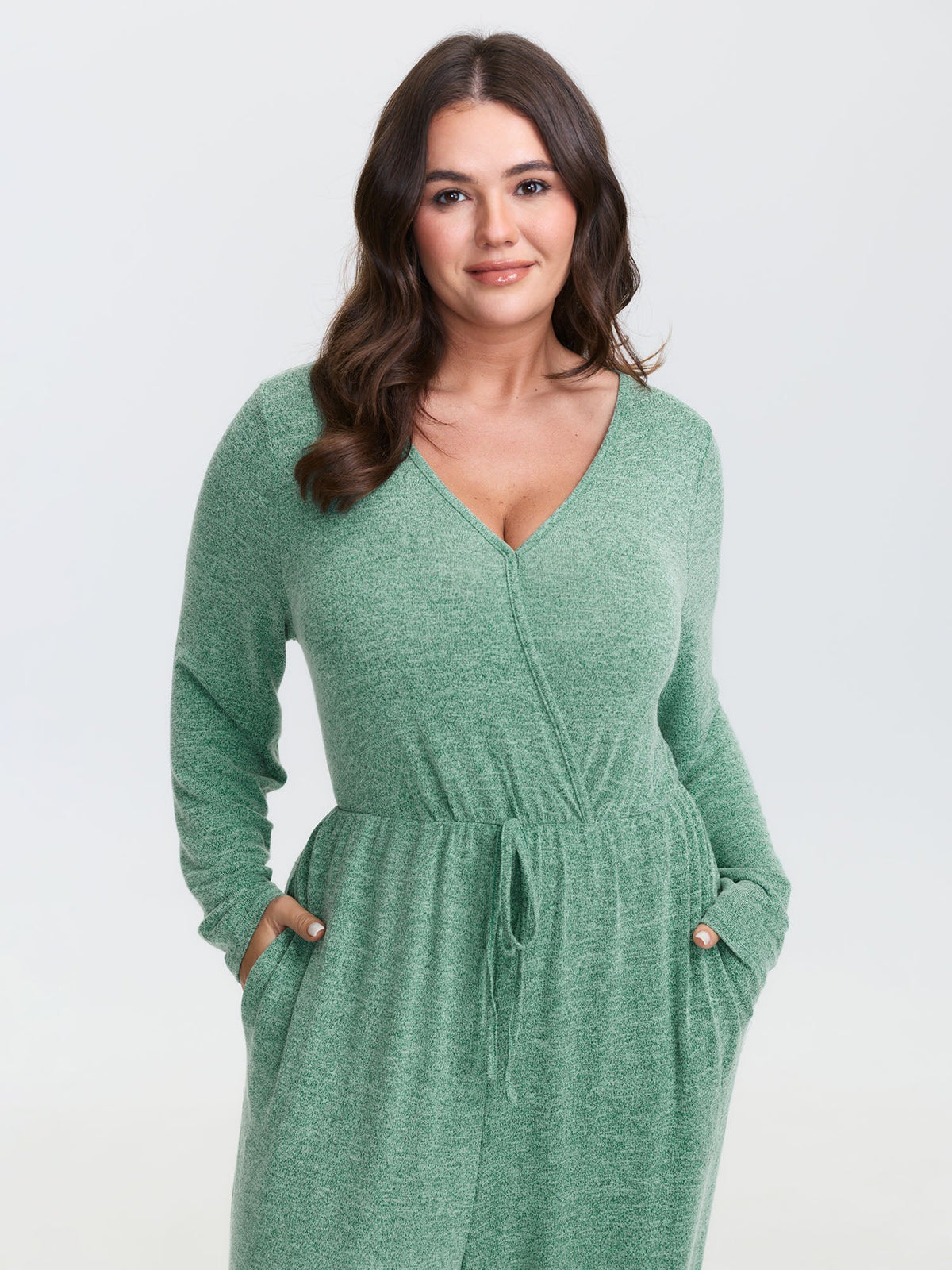 🍟Elastic Waist Overlap Collar Lounge Jumpsuit