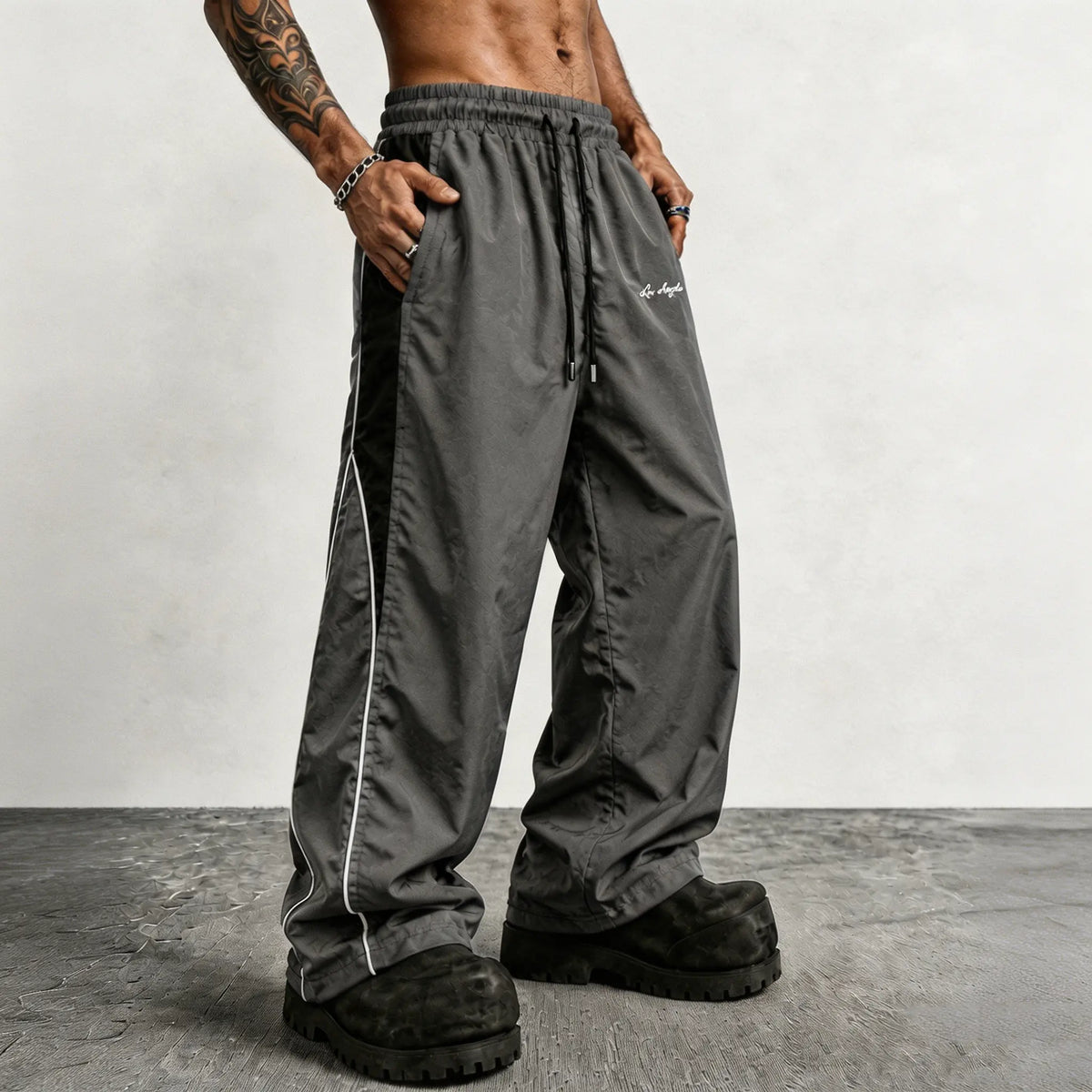 👻Men's Reflective Strip Wide Leg Casual Pants