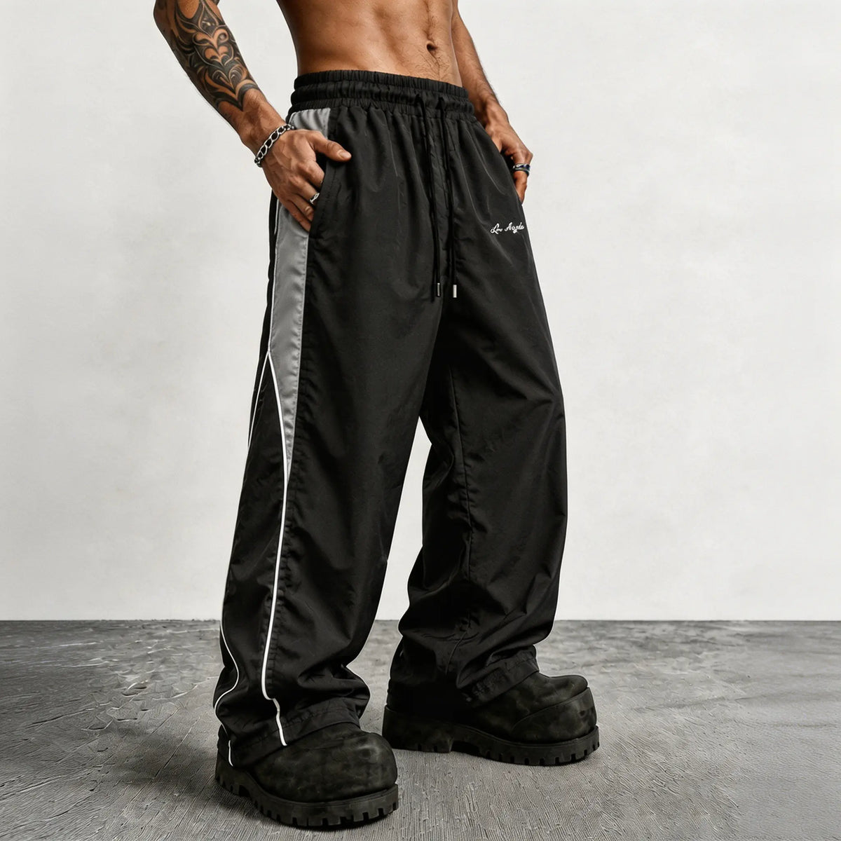 👻Men's Reflective Strip Wide Leg Casual Pants