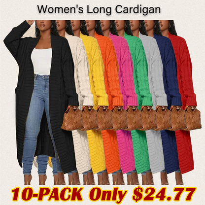 Women's Long Knit Cardigan – Hooded & Classic Open-Front Styles