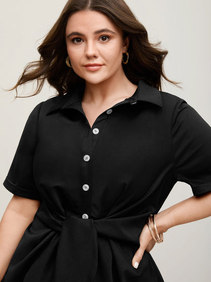 🍟Knotted Front Asymmetrical Hem Blouse