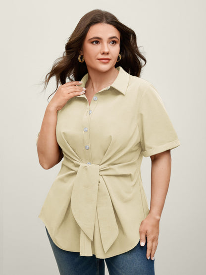 🍟Knotted Front Asymmetrical Hem Blouse