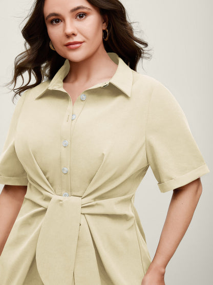 🍟Knotted Front Asymmetrical Hem Blouse